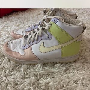 Nike High-Top Sneakers in Pink, Green, and White